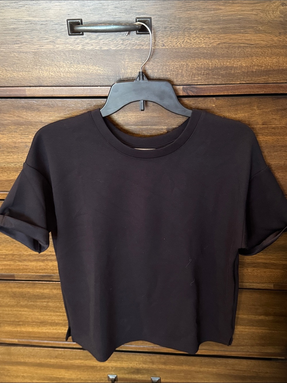 Black Boxy Short Sleeve Crewneck Top